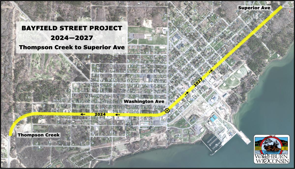 Map highlighting the reconstruction of Bayfield Street